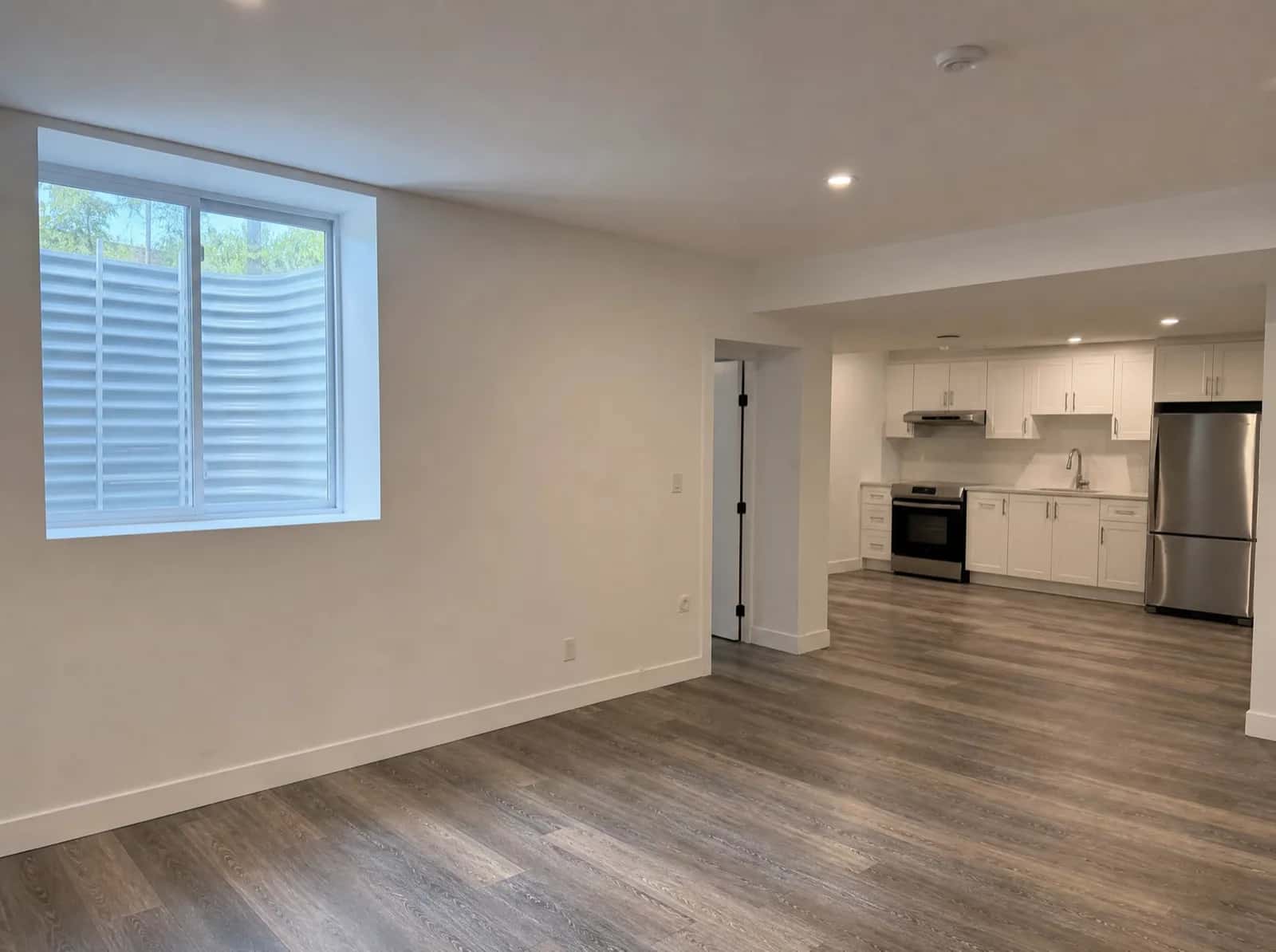 Finished legal basement suite with egress window, Ontario, Canada