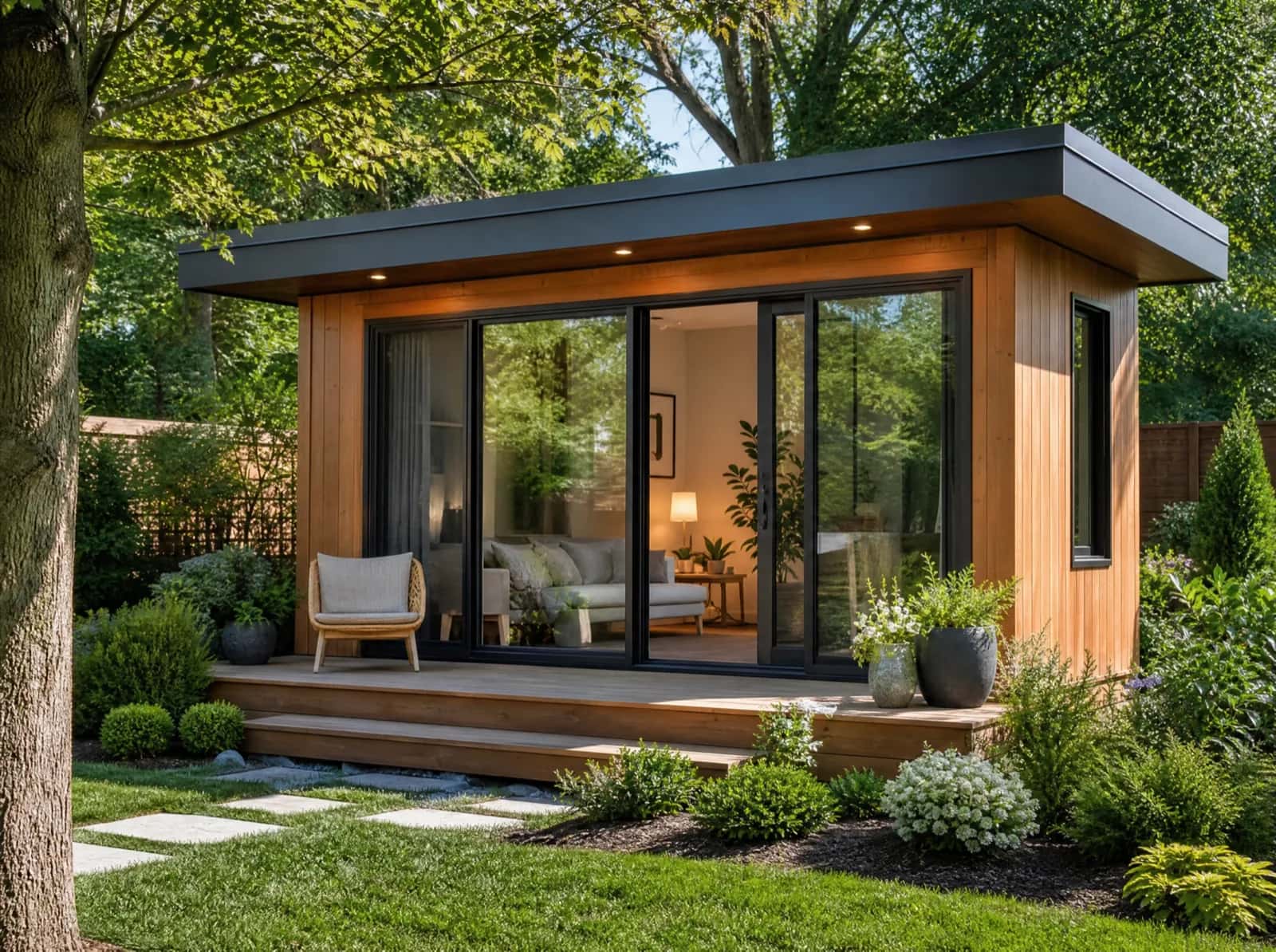 Detached garden suite in an Ontario backyard, Canada