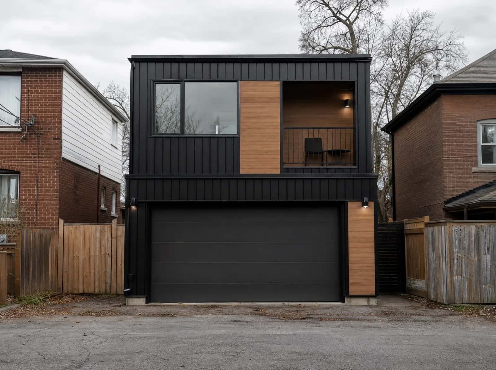 Two-storey laneway home behind a Toronto house, Ontario, Canada