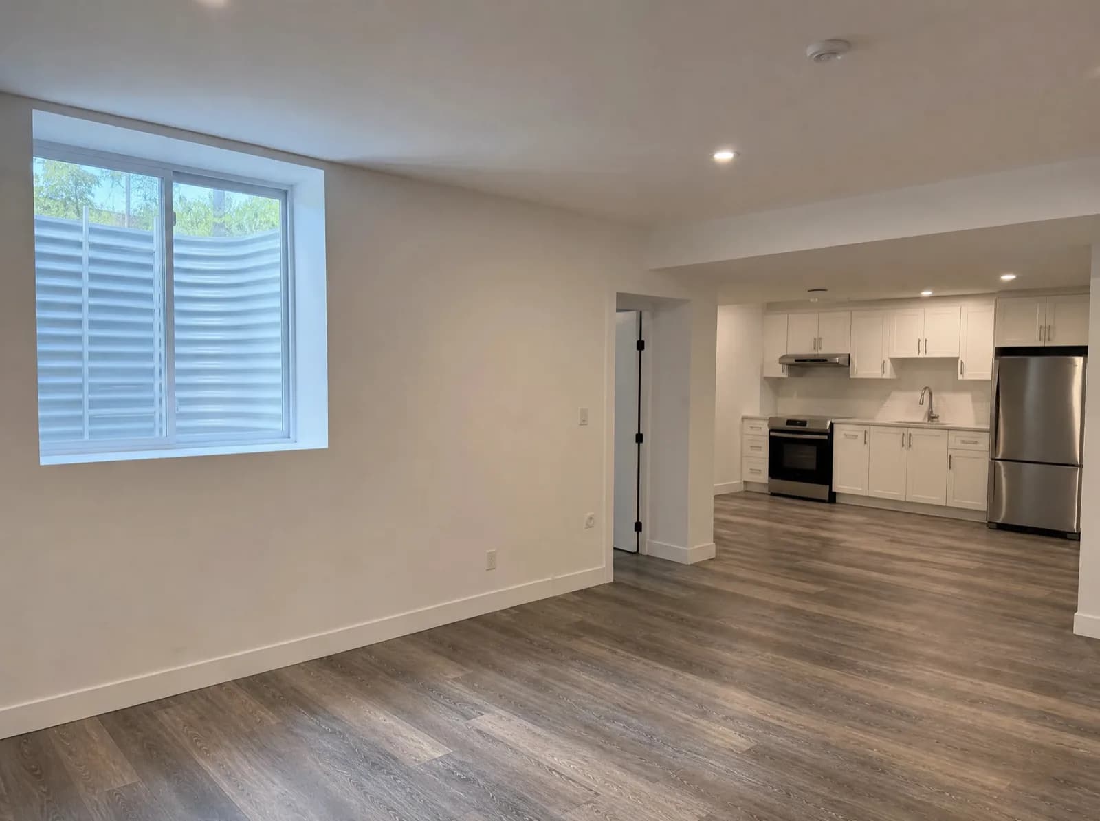 Finished legal basement suite with egress window, Ontario, Canada