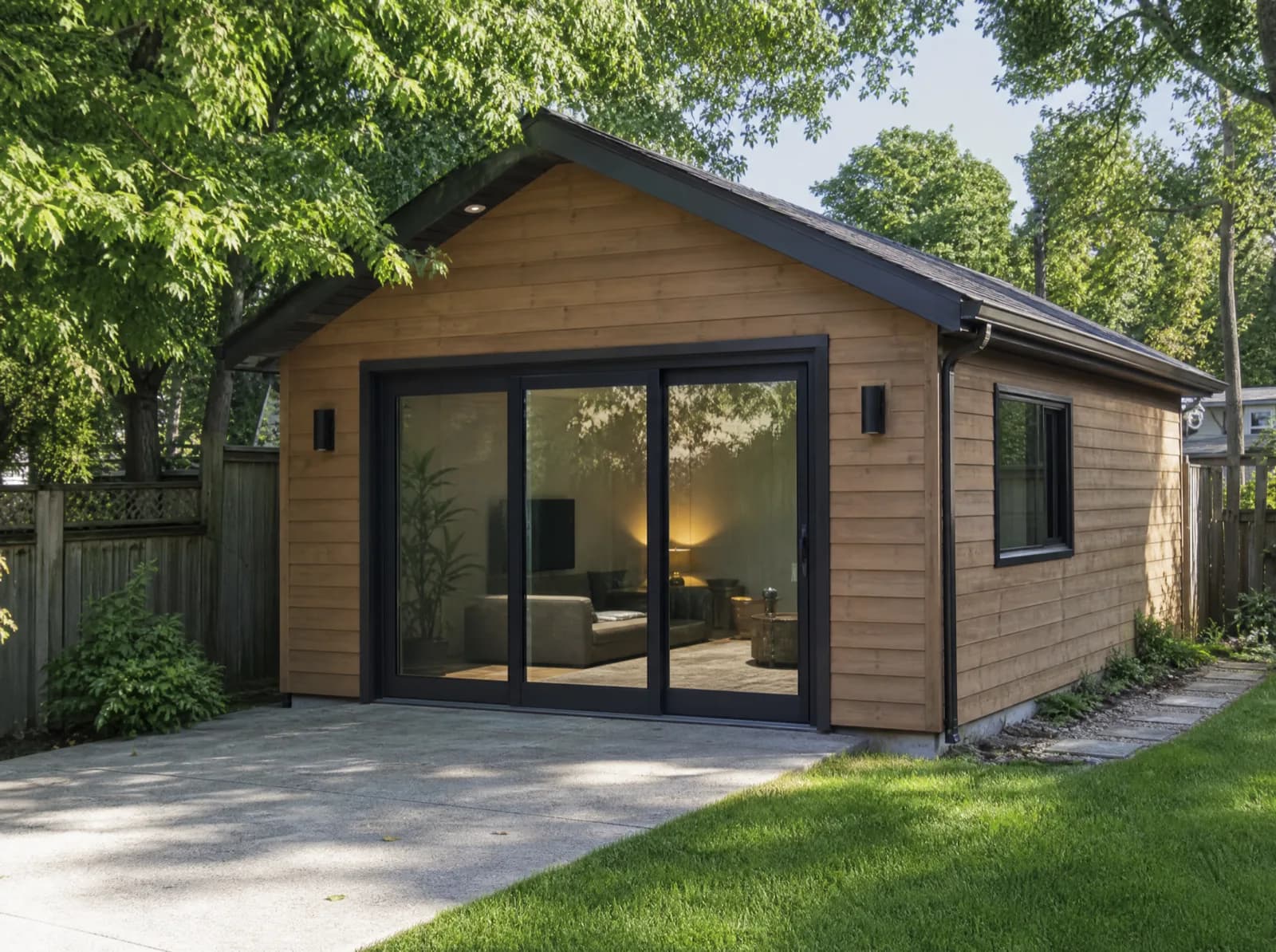 Detached garage converted into a finished living space by garage conversion builders, Ontario, Canada