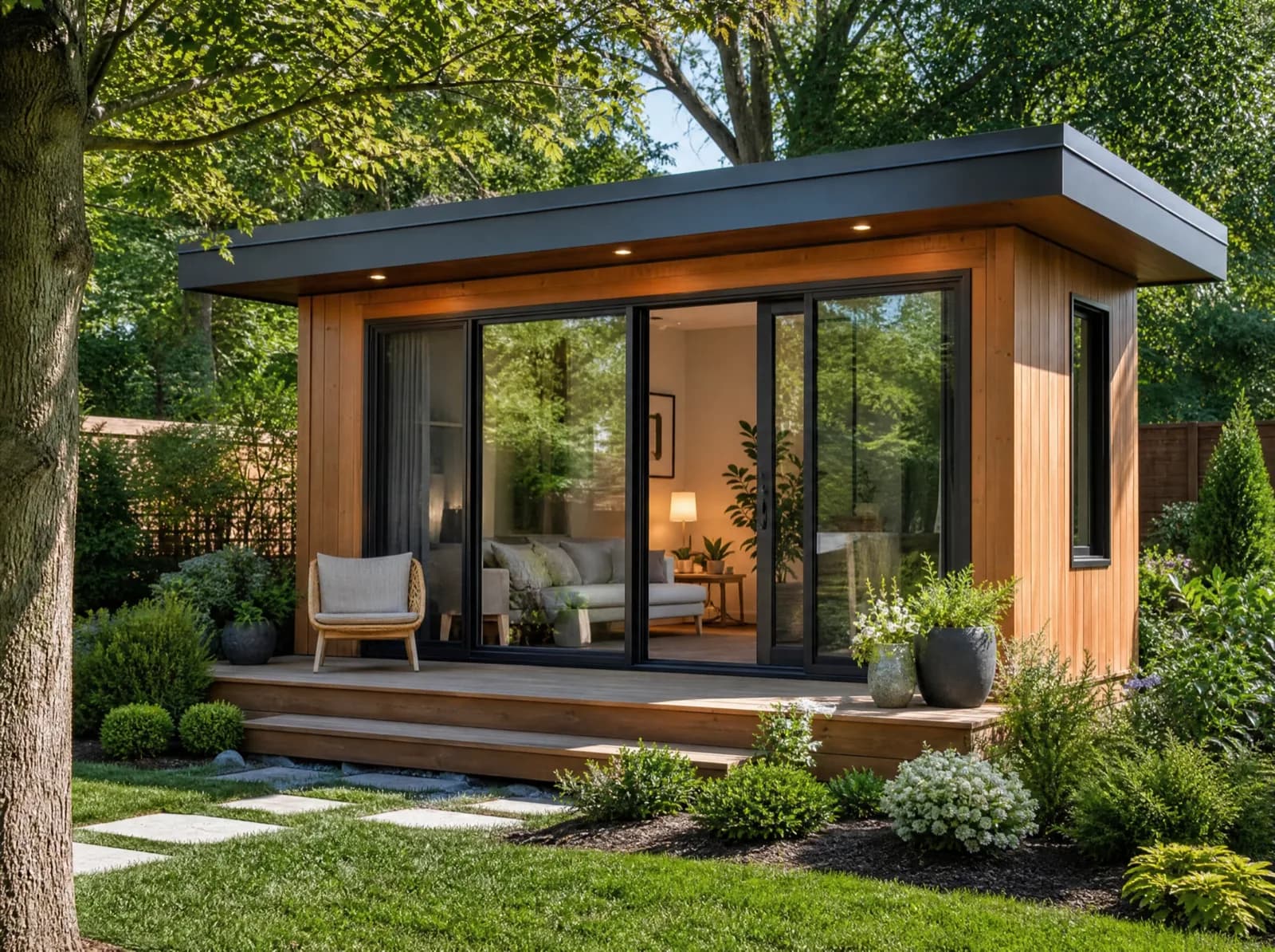 Detached garden suite in an Ontario backyard, Canada
