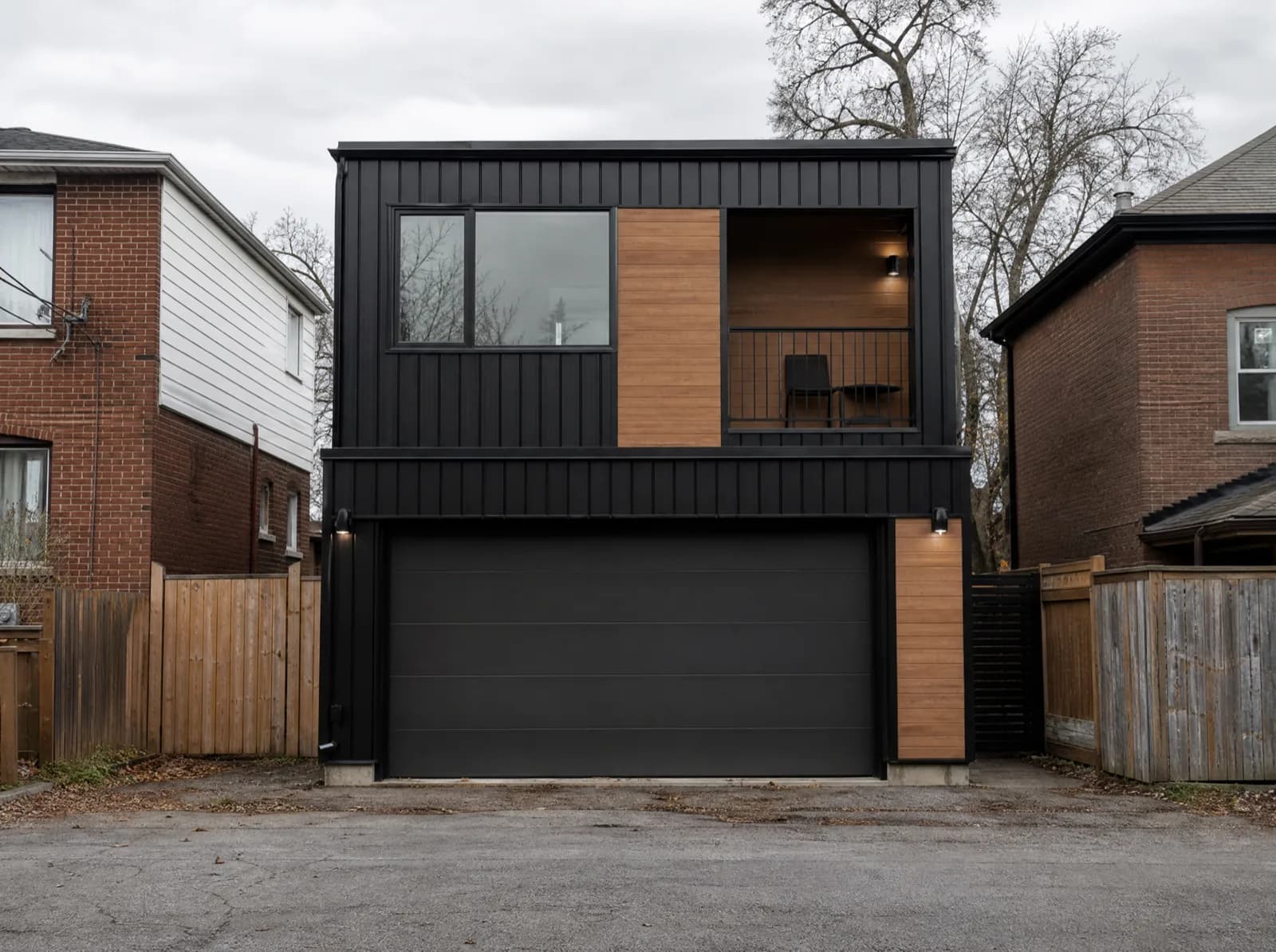 Two-storey laneway home behind a Toronto house, Ontario, Canada
